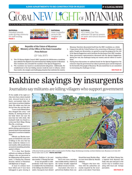 Rakhine Slayings by Insurgents Journalists Say Militants Are Killing Villagers Who Support Government