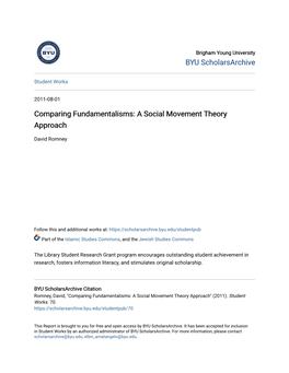Comparing Fundamentalisms: a Social Movement Theory Approach