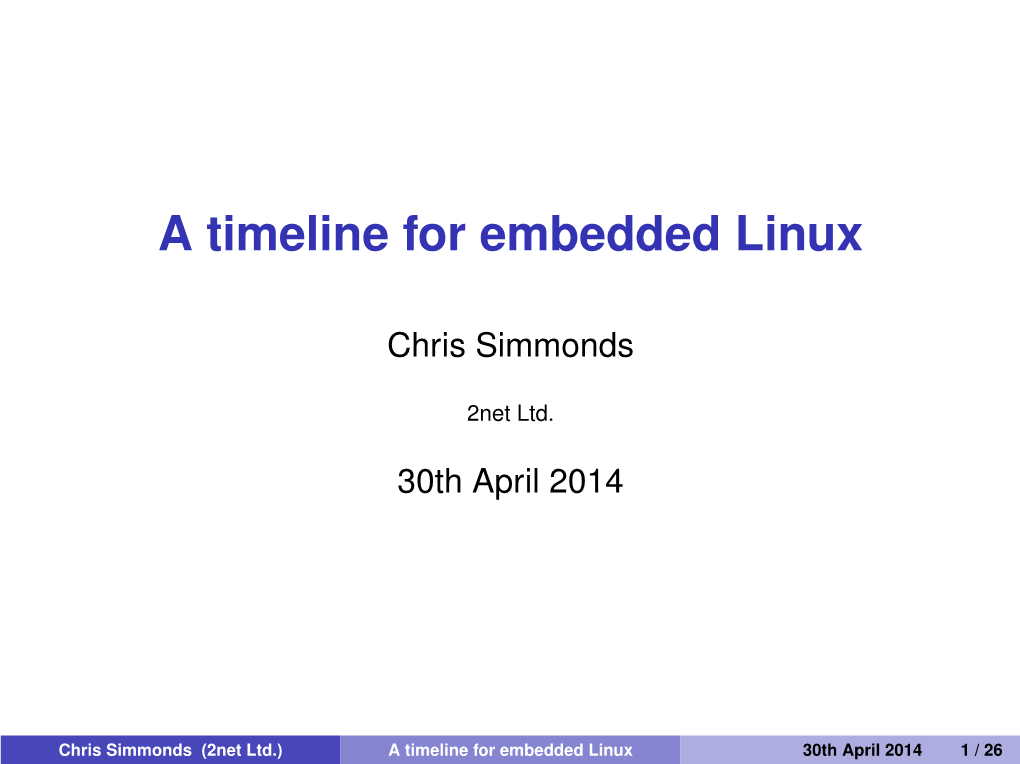 A Timeline for Embedded Linux
