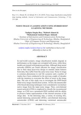 233 Noisy Image Classification Using Hybrid Deep Learning