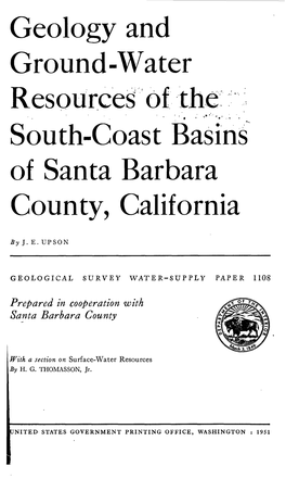 Of the South-Coast Basins of Santa Barbara County, California