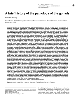 A Brief History of the Pathology of the Gonads