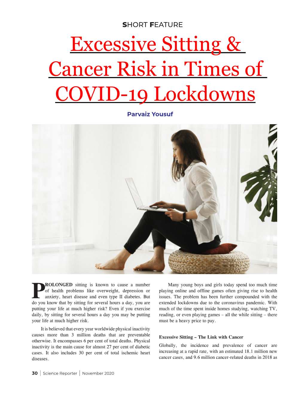 Excessive Sitting & Cancer Risk in Times of COVID-19 Lockdowns