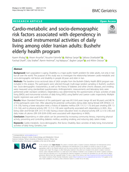 Cardio-Metabolic and Socio-Demographic Risk Factors