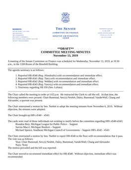 **DRAFT** COMMITTEE MEETING MINUTES November 13, 2019