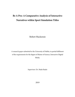 A Comparative Analysis of Interactive Narratives Within Sport Simulation Titles