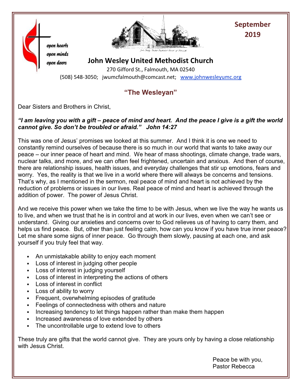 John Wesley United Methodist Church September 2019