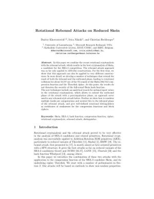 Rotational Rebound Attacks on Reduced Skein