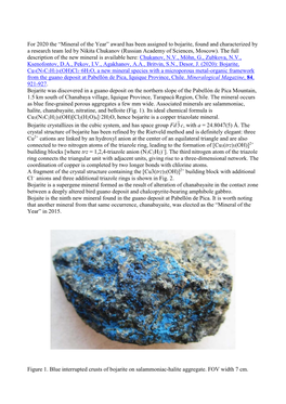Bojarite, Found and Characterized by a Research Team Led by Nikita Chukanov (Russian Academy of Sciences, Moscow)