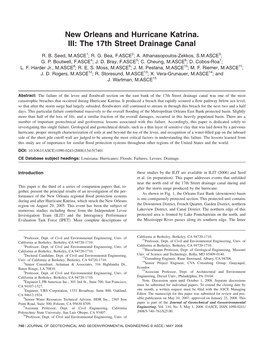 New Orleans and Hurricane Katrina. III: the 17Th Street Drainage Canal