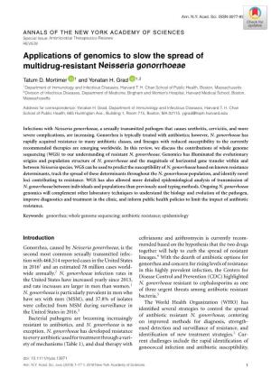 Applications of Genomics to Slow the Spread of Multidrug‐Resistant