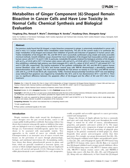 [6]-Shogaol Remain Bioactive in Cancer Cells and Have Low Toxicity in Normal Cells: Chemical Synthesis and Biological Evaluation