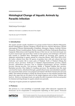 Histological Change of Aquatic Animals by Parasitic Infection