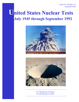 United States Nuclear Tests July 1945 Through September 1992