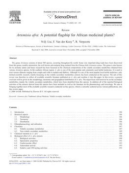 Artemisia Afra: a Potential Flagship for African Medicinal Plants? ⁎ N.Q