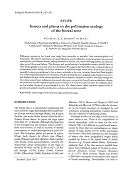 Insects and Plants in the Pollination Ecology of the Boreal Zone