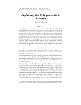 Explaining the 1994 Genocide in Rwanda