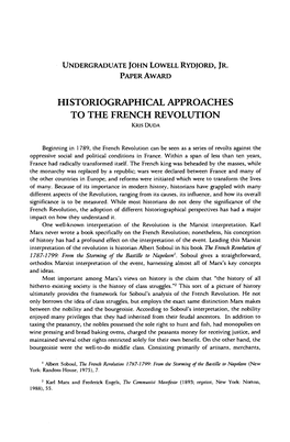 Historiographical Approaches to the French Revolution Krisduda