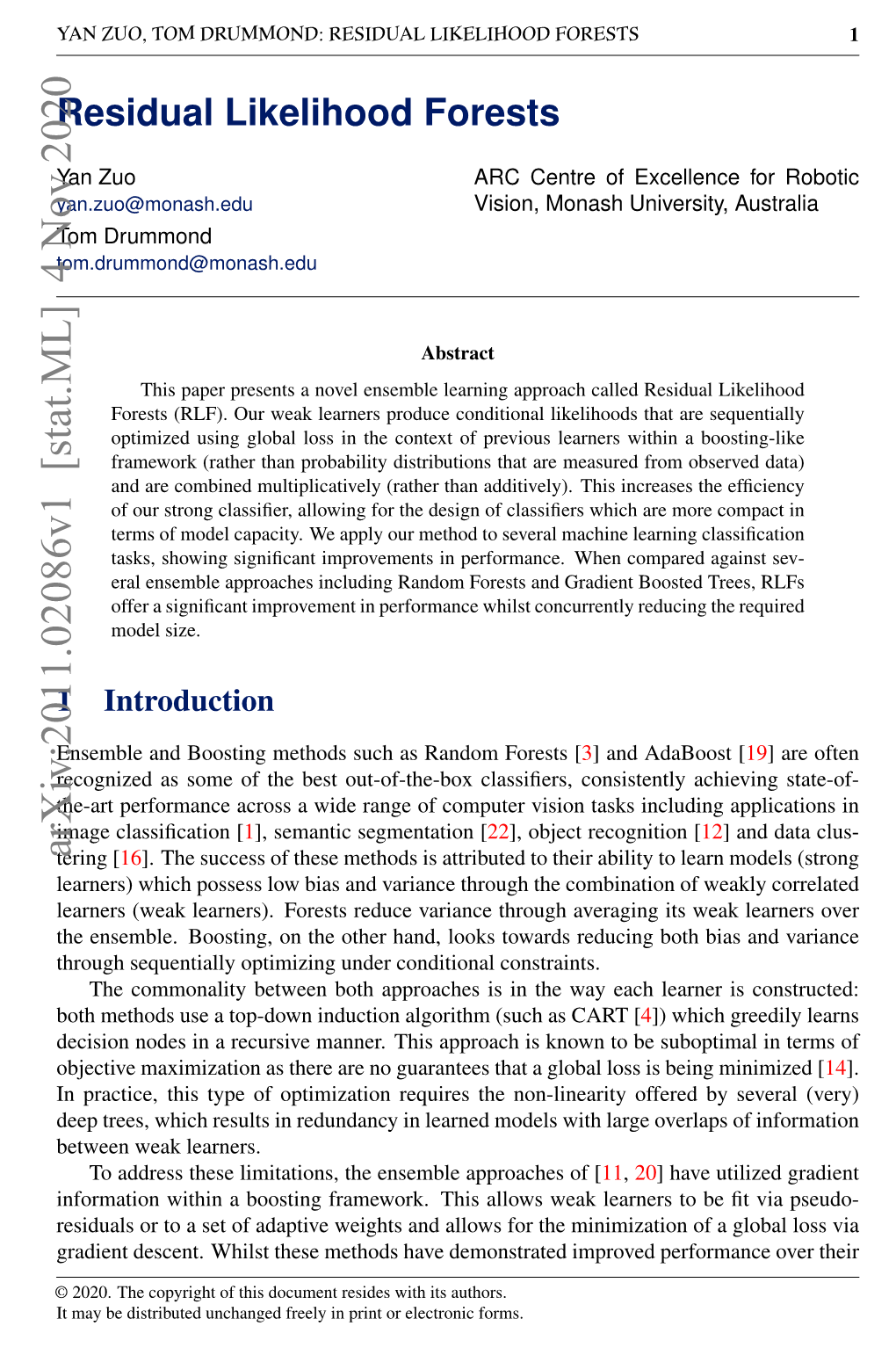 Residual Likelihood Forests 1