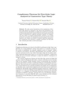 Completeness Theorems for First-Order Logic Analysed in Constructive Type Theory