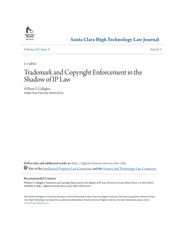 Trademark and Copyright Enforcement in the Shadow of IP Law William T