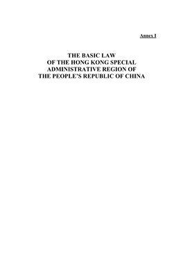 The Basic Law of the Hong Kong Special Administrative Region of the People’S Republic of China