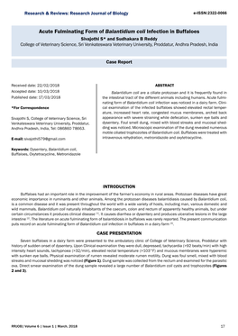 Acute Fulminating Form of Balantidium Coli Infection in Buffaloes