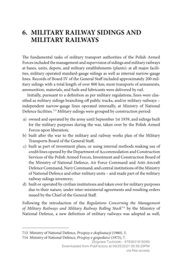 6. Military Railway Sidings and Military Railways
