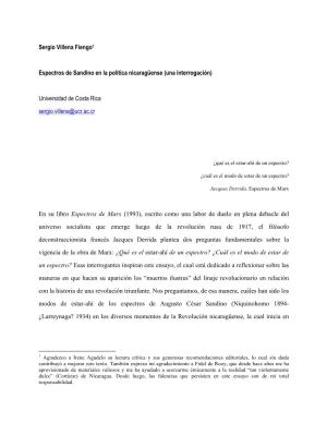 Sergio Villena Fiengo1 Espectros De Sandino En La Política Nicaragüense