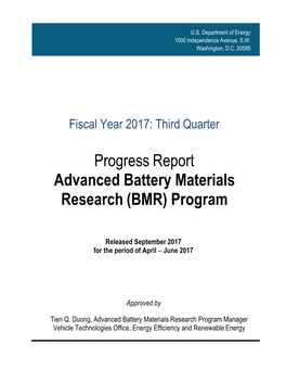 Progress Report Advanced Battery Materials Research (BMR) Program