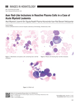 IMAGES in HEMATOLOGY Auer Rod-Like Inclusions in Reactive