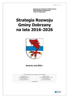 Strategia Rozwoju Gminy Dobrzany Na Lata 2016-2026