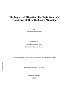 The Tajik Women's Experiences of Their Husband's Migration
