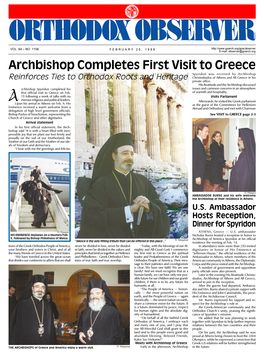 ORTHODOX OBSERVER FEBRUARY 20, 1999 ARCHDIOCESE NEWS Highlights of ArchbishopS