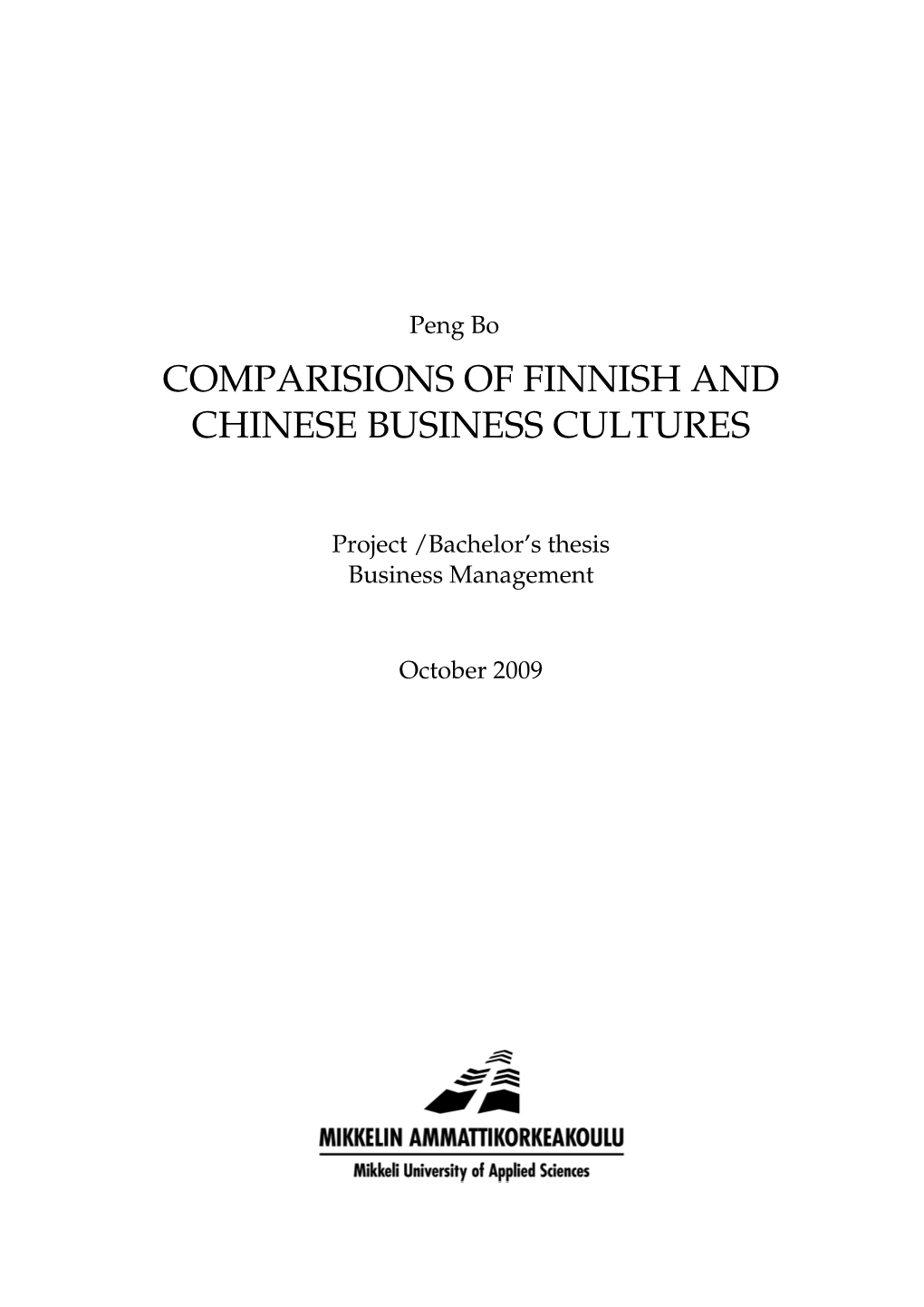 Comparisions of Finnish and Chinese Business Cultures