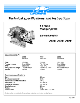 Technical Specifications and Instructions