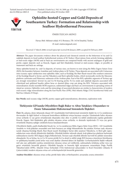 Ophiolite-Hosted Copper and Gold Deposits of Southeastern Turkey: Formation and Relationship with Seafloor Hydrothermal Processes