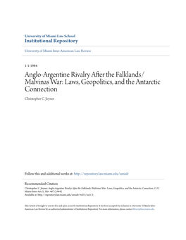 Anglo-Argentine Rivalry After the Falklands/Malvinas War: Laws, Geopolitics, and the Antarctic Connection, 15 U