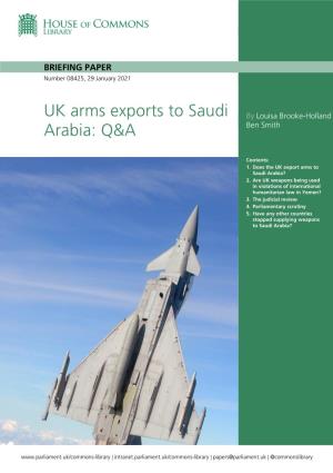UK Arms Exports to Saudi Arabia: Q&A