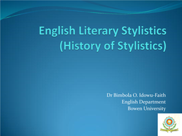 History of Stylistics