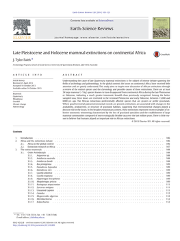 Late Pleistocene and Holocene Mammal Extinctions on Continental Africa