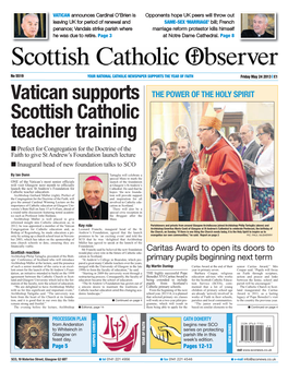 Vatican Supports Scottish Catholic Teacher Training