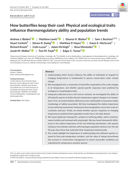 How Butterflies Keep Their Cool: Physical and Ecological Traits Influence Thermoregulatory Ability and Population Trends