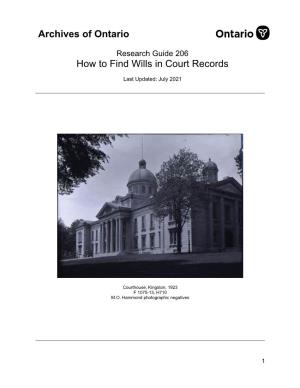 To Access Research Guide 206: How to Find a Will in Court Records