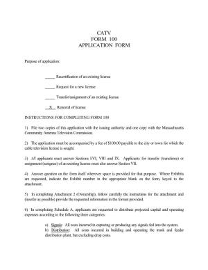 Catv Form 100 Application Form