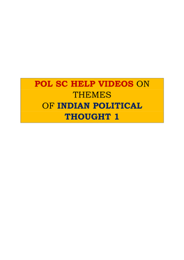 Indian Political Thought 1