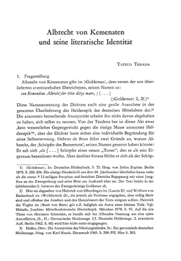 Albrecht Von Kemenaten Und Seine Literarische Identitat