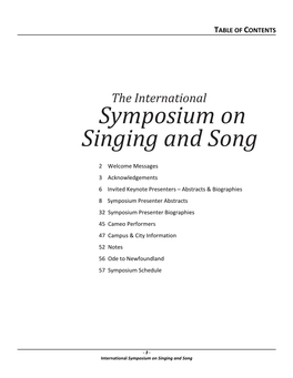 The International Symposium on Singing and Song