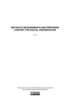 Metadata Requirements and Preparing Content for Digital Preservation