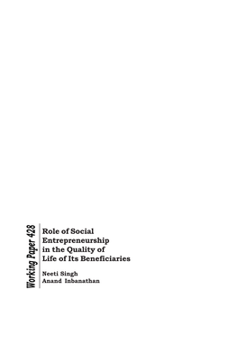 Role of Social Entrepreneurship in the Quality of Life of Its Beneficiaries
